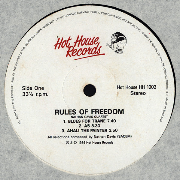 Nathan Davis Quartet : Rules Of Freedom (LP, Album, RE)