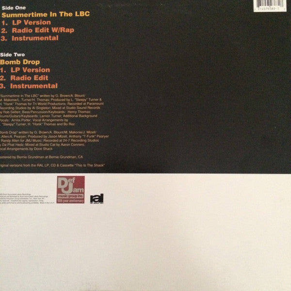 Dove Shack : Summertime In The LBC / Bomb Drop (12")