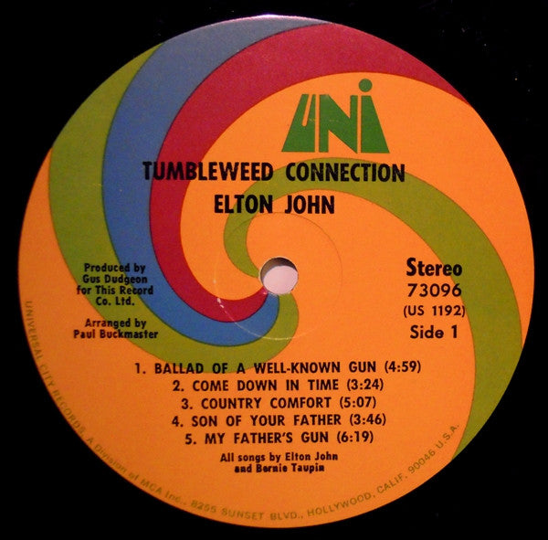 Elton John : Tumbleweed Connection (LP, Album, Pin)
