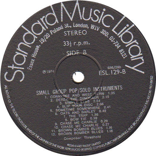 Threshold (13) : Small Group Pop / National - Small Group Pop / Solo Instruments (LP)