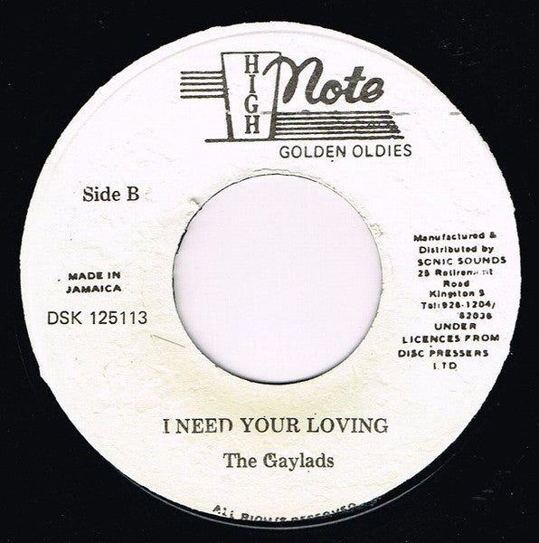 The Gaylads : It's Hard To Confess / I Need Your Loving (7", RE)