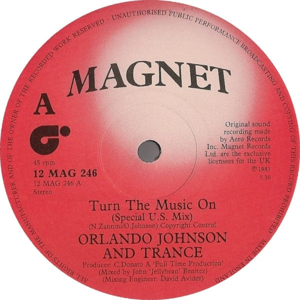 Orlando Johnson & Trance : Turn The Music On (12", Single)