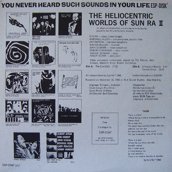Sun Ra : The Heliocentric Worlds Of Sun Ra, Volume 2 (LP, Album, Mono, RP)
