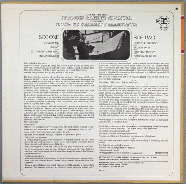 Francis Albert Sinatra* & Edward Kennedy Ellington* : Francis A. & Edward K. (LP, Album, Pit)