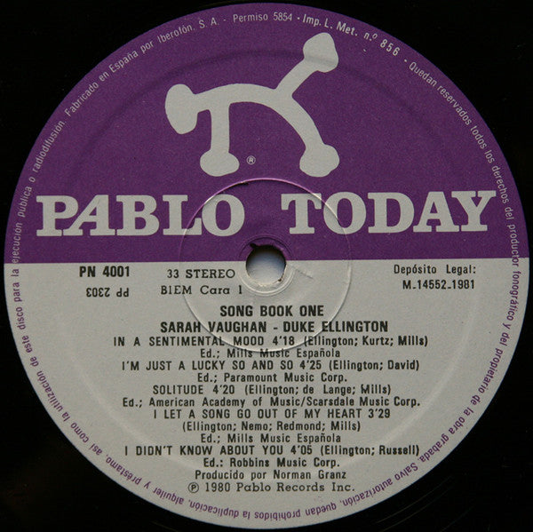 Sarah Vaughan : Duke Ellington Song Book One (LP, Album)