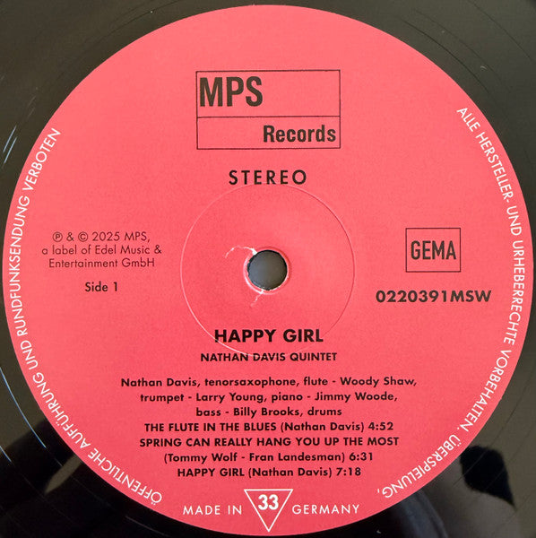 Nathan Davis : Happy Girl (LP, Album, RSD, RE, RM, 180)