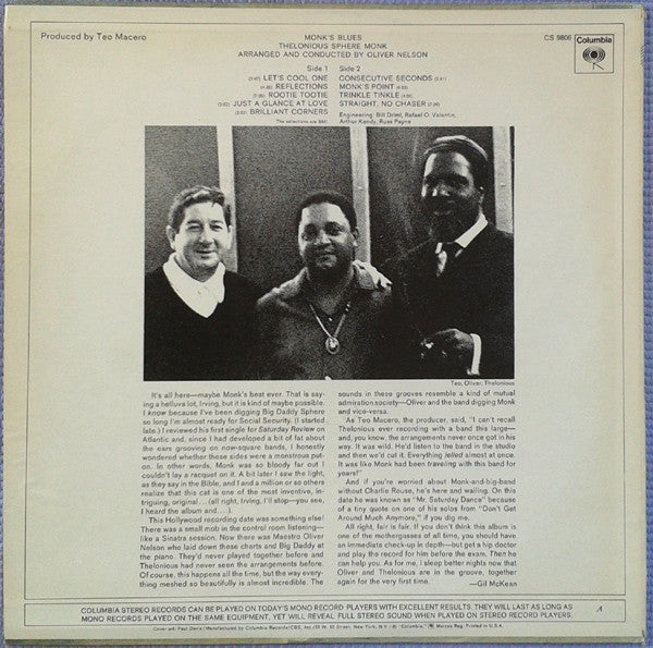 Thelonious Monk : Monk's Blues (LP, Album, RE)