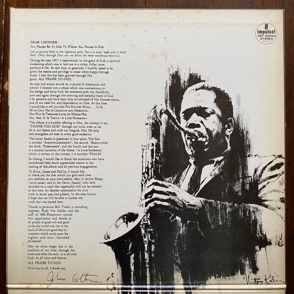 John Coltrane : A Love Supreme (LP, Album, RE, Gat)