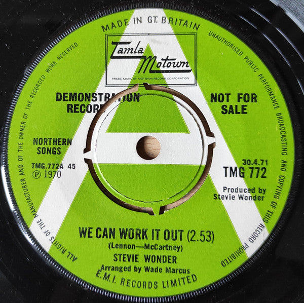 Stevie Wonder : We Can Work It Out / Don't Wonder Why (7", Promo)