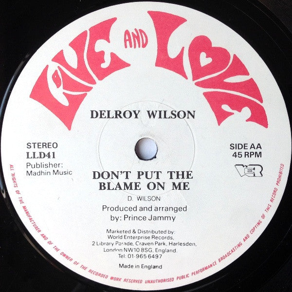 Delroy Wilson : Stop Acting Strange / Don't Put The Blame On Me (12")