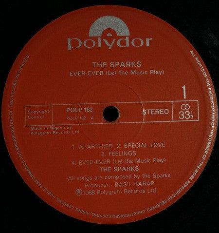 The Sparks (5) : Ever Ever (Let The Music Play) (LP, Album)