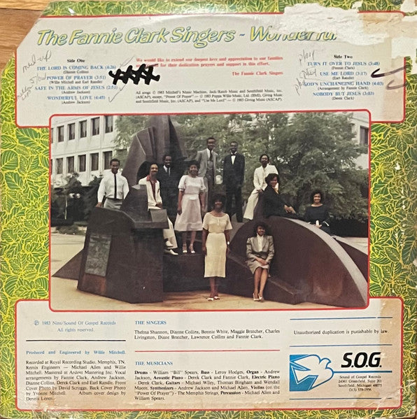 The Fannie Clark Singers : Wonderful Love (LP, Album)