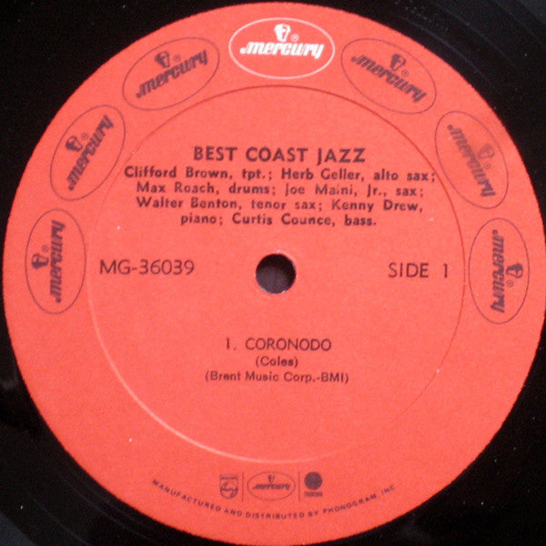 Max Roach, Herb Geller, Walter Benton, Joe Maini, Clifford Brown : Best Coast Jazz (LP, Album)