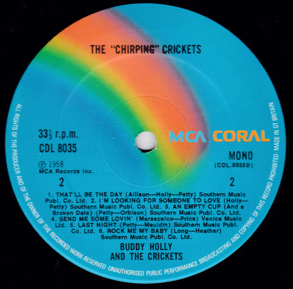 Buddy Holly & The Crickets (2) : The "Chirping" Crickets (LP, Album)