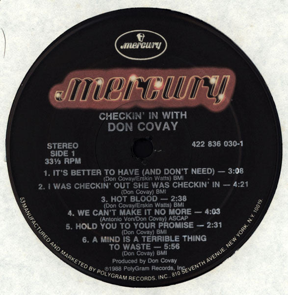 Don Covay : Checkin' In With Don Covay (LP, Comp)