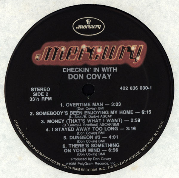 Don Covay : Checkin' In With Don Covay (LP, Comp)