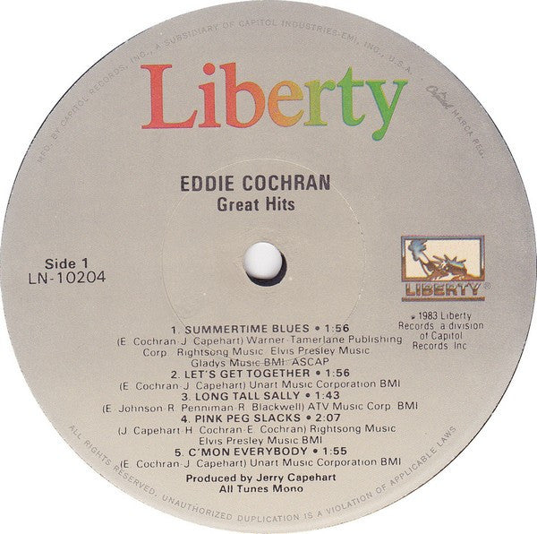 Eddie Cochran : Great Hits (LP, Comp, Mono)