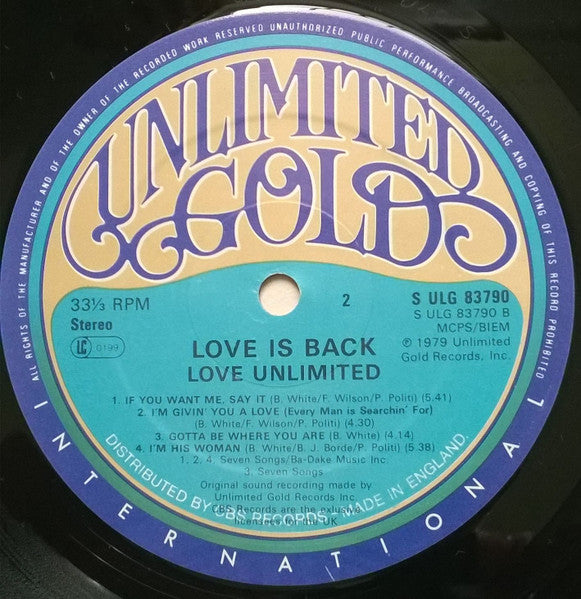 Love Unlimited : Love Is Back (LP, Album)