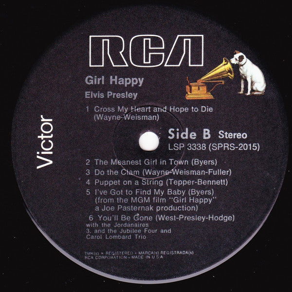 Elvis Presley : Girl Happy (LP, Album, RE, Bla)