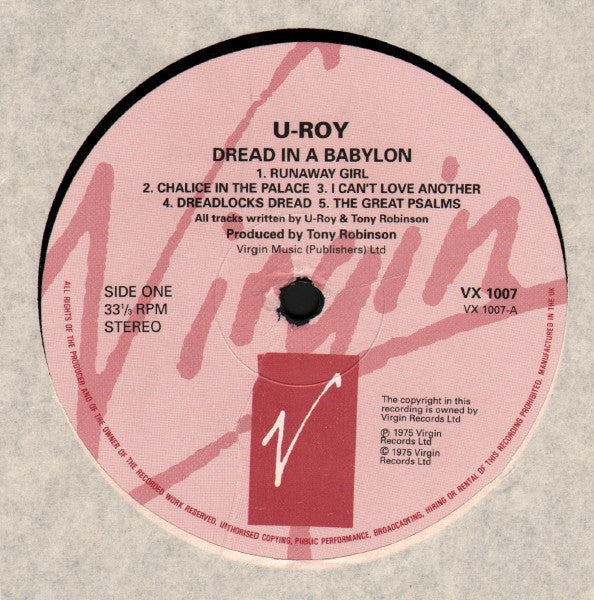 U-Roy : Dread In A Babylon (LP, Album, RE, RP)