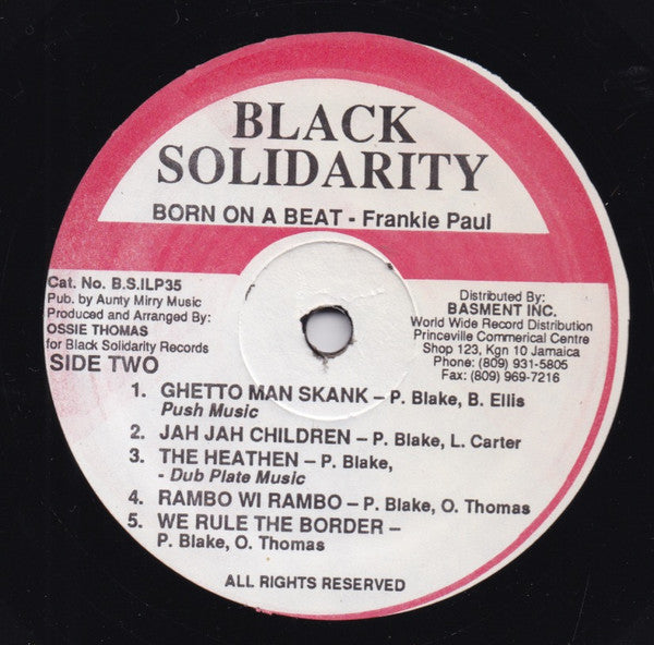 Frankie Paul : Born On A Beat (LP, Album)