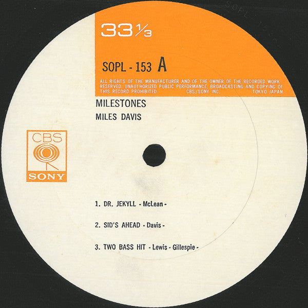 Miles Davis : Milestones (LP, Album, Mono, RE)