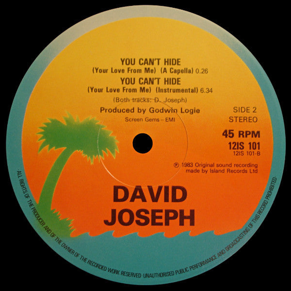 David Joseph : You Can't Hide (Your Love From Me) (12", Single, Sou)
