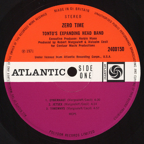 Tonto's Expanding Head Band : Zero Time (LP, Album)