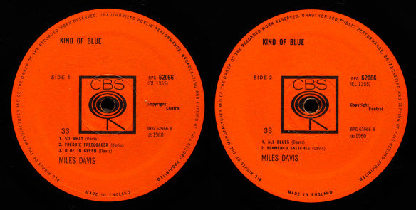 Miles Davis : Kind Of Blue (LP, Album, Mono, RE)