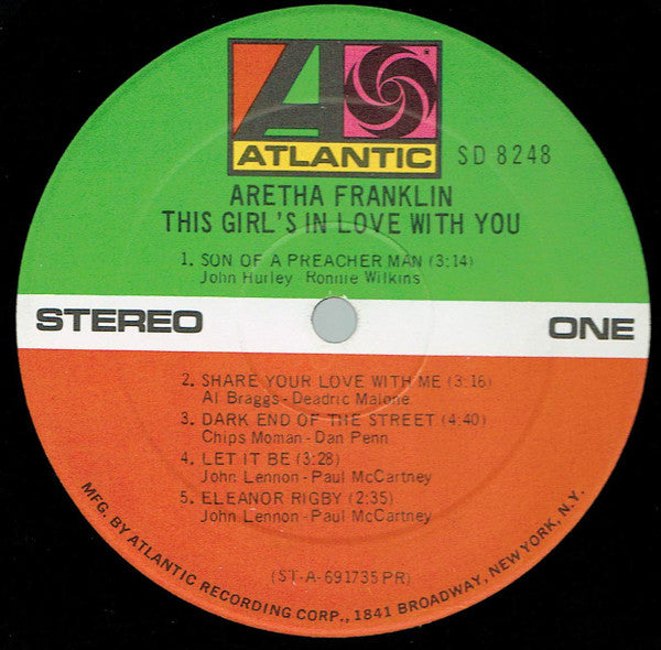Aretha Franklin : This Girl's In Love With You (LP, Album, PR )