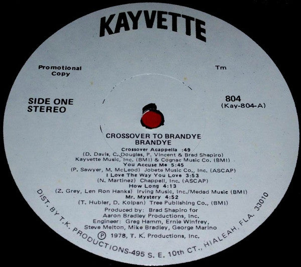 Brandye : Crossover To Brandye (LP, Album, Promo)