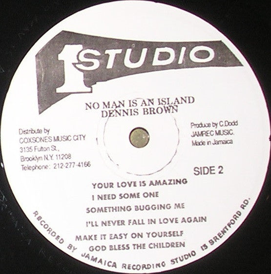Dennis Brown : No Man Is An Island (LP, Album, RP)