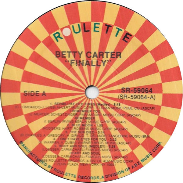 Betty Carter : Finally (LP, RE)