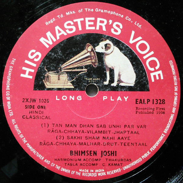 Bhimsen Joshi : Raga • Chhaya And Chhaya-Malhar / Raga • Darbari-Kanada And Suha-Kanada (LP, Mono)
