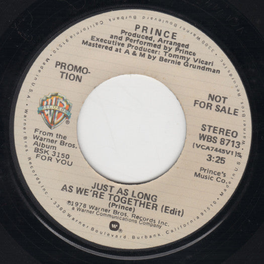 Prince : Just As Long As We're Together (7", Promo, Los)