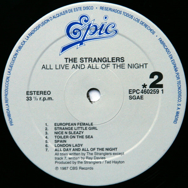 The Stranglers : All Live And All Of The Night (LP, Album)