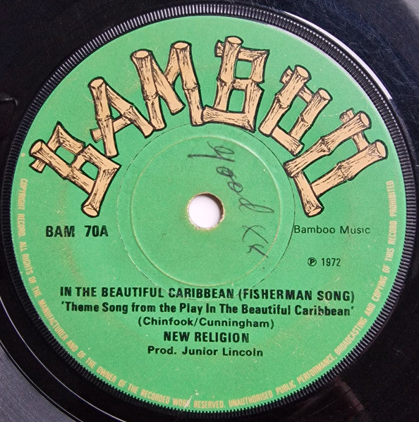 New Religion (2) / Im And David With New Religion (2) : In The Beautiful Caribbean (Fisherman Song) / Black Is Black (7")