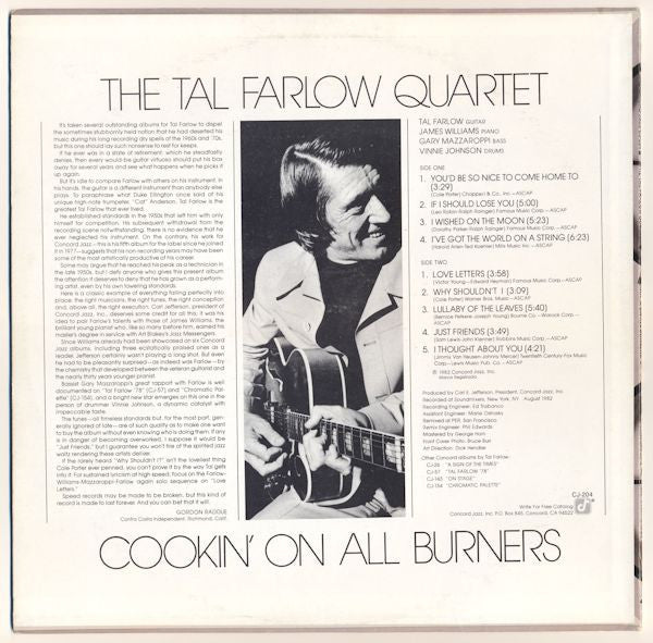 The Tal Farlow Quartet : Cookin' On All Burners (LP)