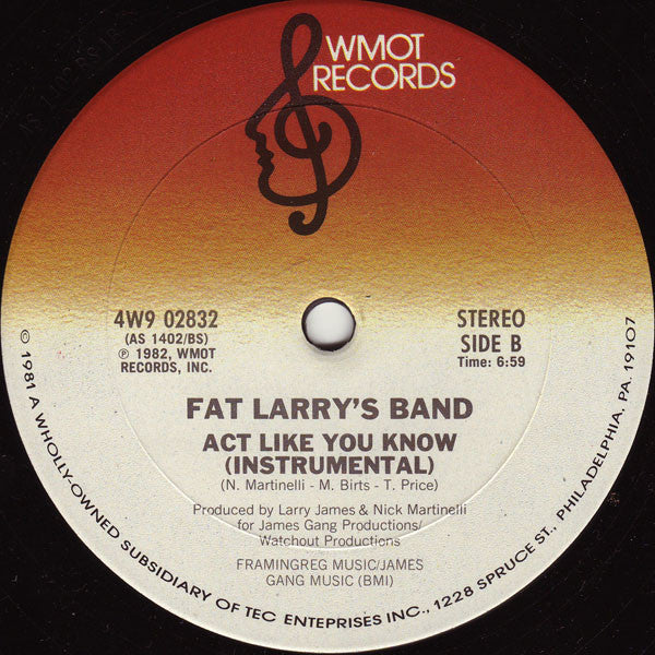 Fat Larry's Band : Act Like You Know (12", Ter)