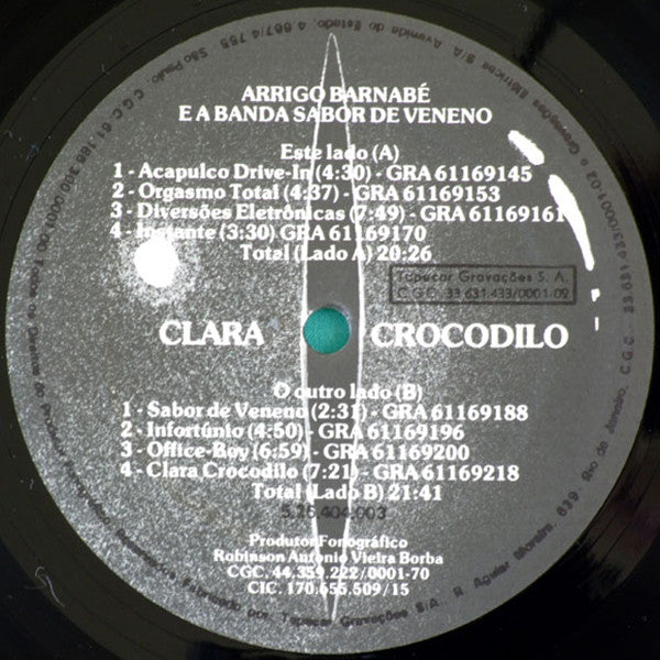 Arrigo Barnabé E A Banda Sabor De Veneno : Clara Crocodilo (LP, Album, Gat)