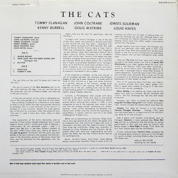 Tommy Flanagan, John Coltrane, Kenny Burrell, Idrees Sulieman : The Cats (LP, Album, Mono, RE)