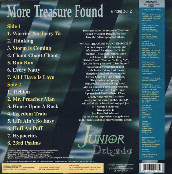Junior Delgado : More Treasure Found - Episode 2 (LP, Comp)