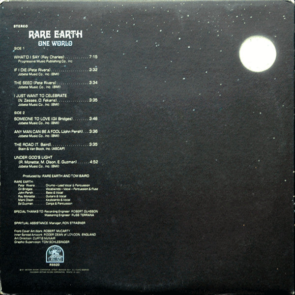 Rare Earth : One World (LP, Album, Ind)