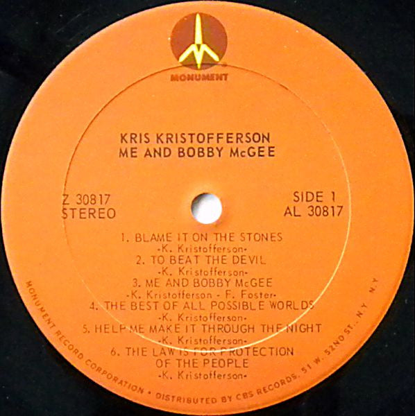 Kris Kristofferson : Me And Bobby McGee (LP, Album, RE, Col)