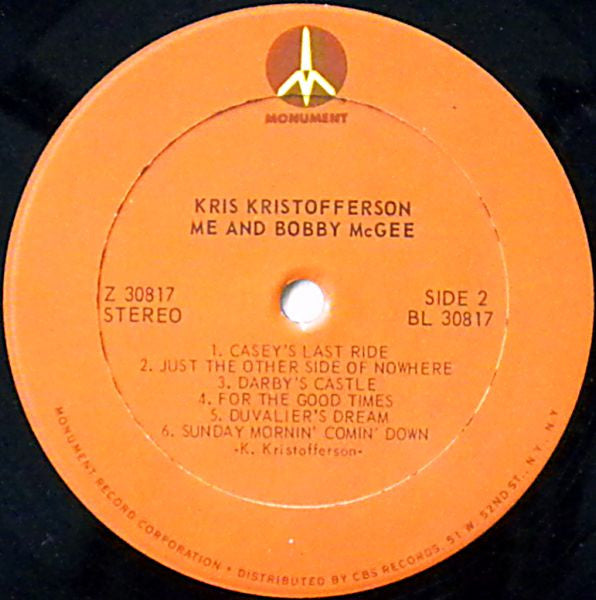 Kris Kristofferson : Me And Bobby McGee (LP, Album, RE, Col)