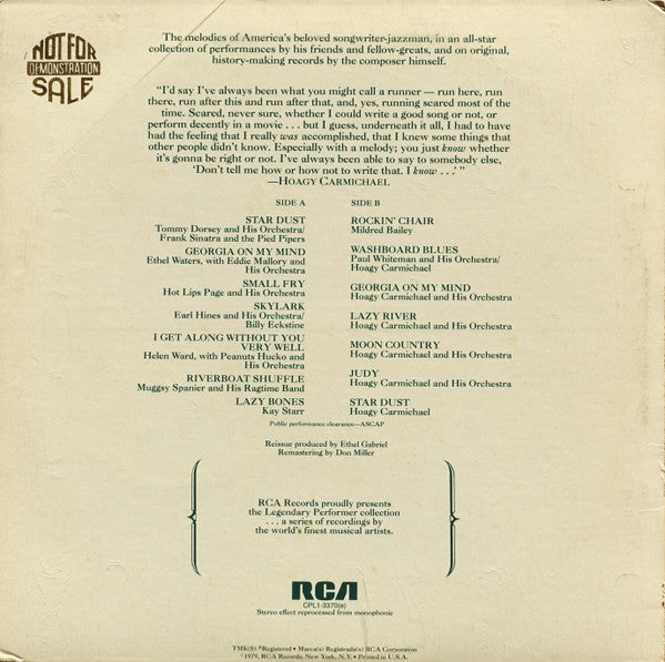 Hoagy Carmichael : A Legendary Performer & Composer (LP, Comp, RE, RM)