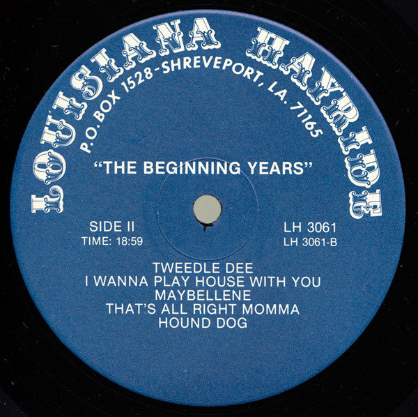 Elvis Presley : The Beginning Years, 1954 To '56 (LP, Comp, Ind)