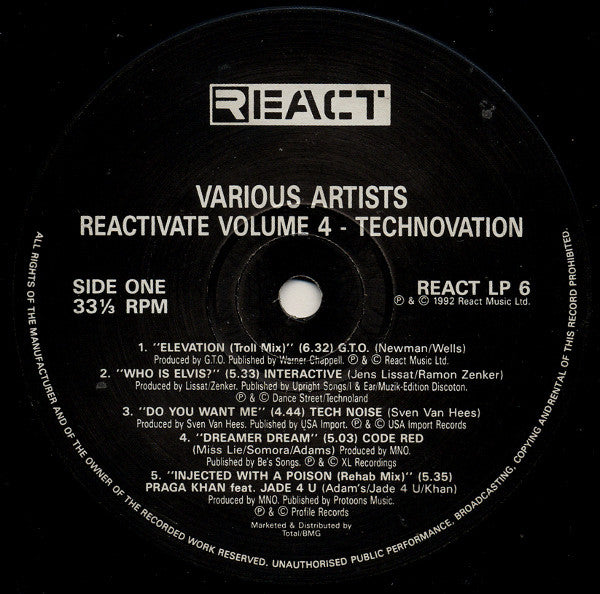 Various : Reactivate Vol 4 - Technovation (LP, Comp)