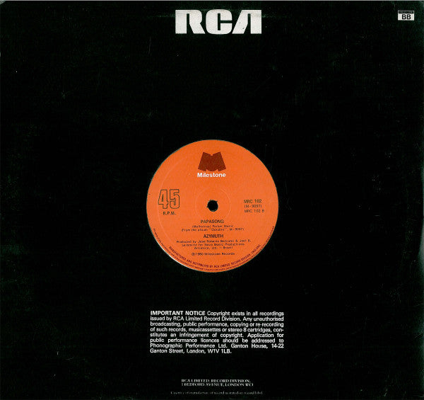 Azymuth : Dear Limmertz / Papasong (12", Single)