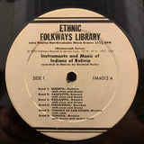 Various : Instruments And Music Of Bolivia (LP, Comp)